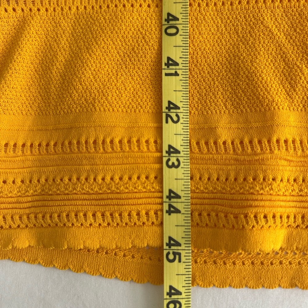 New York & Company Yellow Ribbed Scoop Neck Midi Dress - Picture 9 of 9